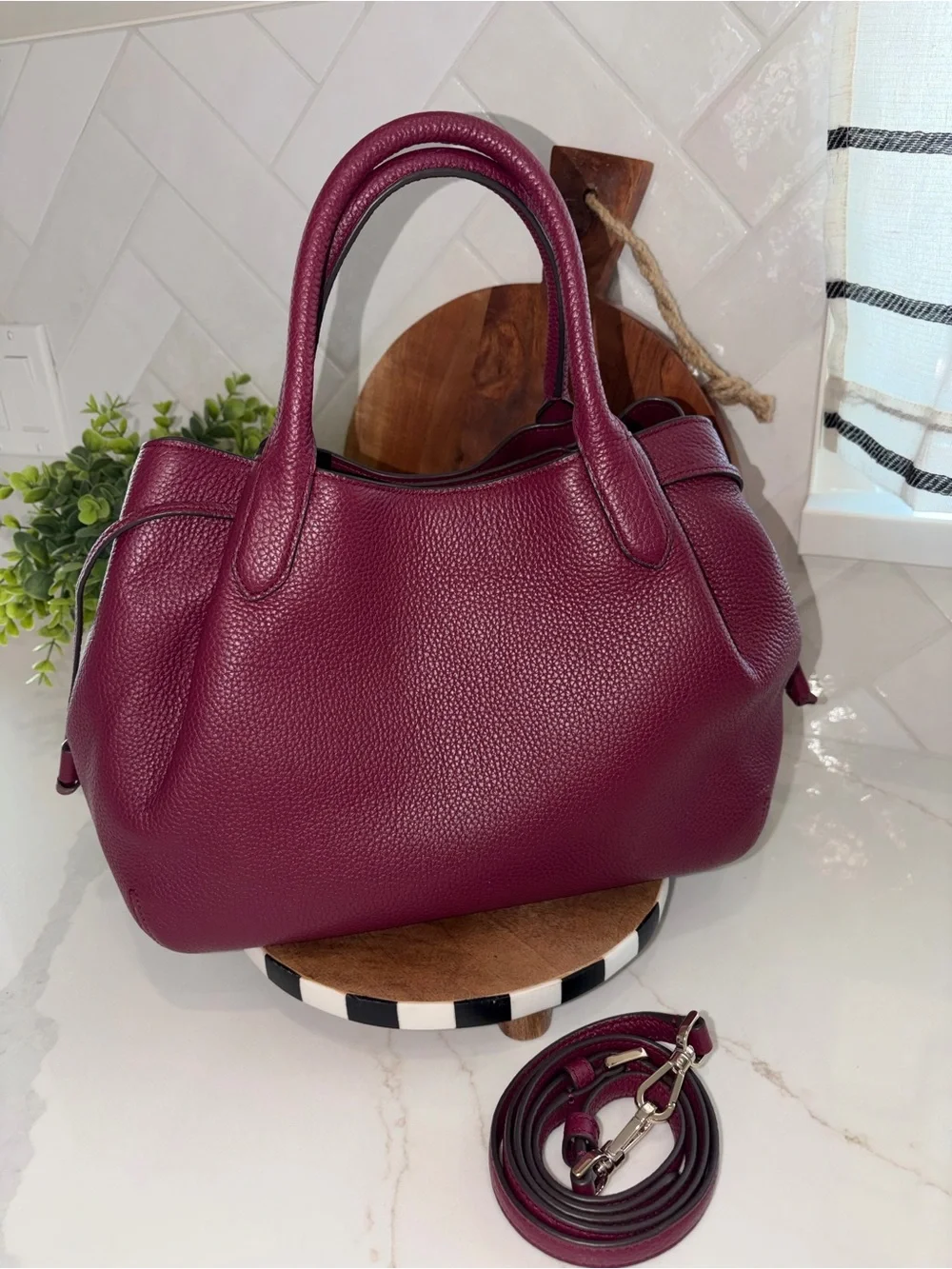 Kate Spade Large Dumpling Satchel Blackberry Preserves maroon cranberry bag